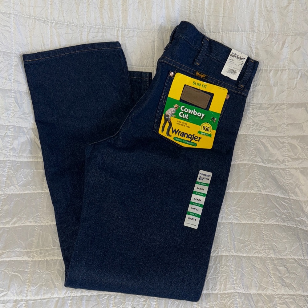 Wrangler Men's Cowboy Cut Slim Fit Jeans - Deep Blue 34 X 34
